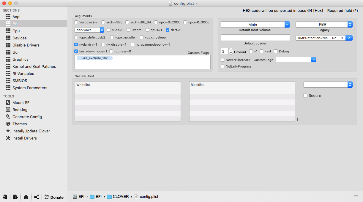 Clover Configurator: Boot