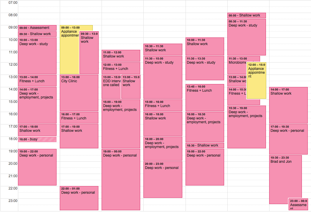 My modified calendar after the first 12 week year