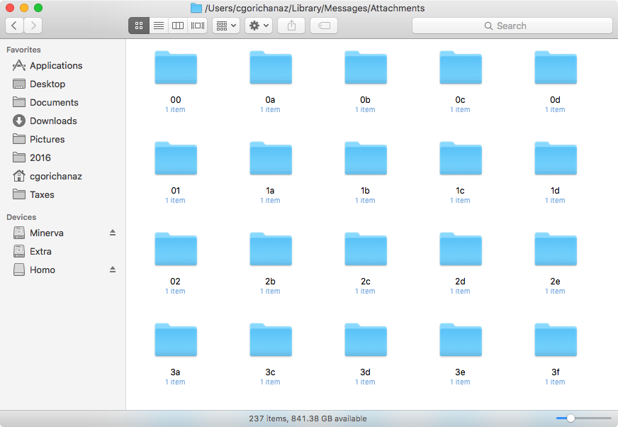 OSX Messages attachments folder