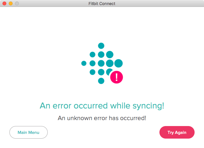 An error occurred while syncing! / An unknown error occurred!