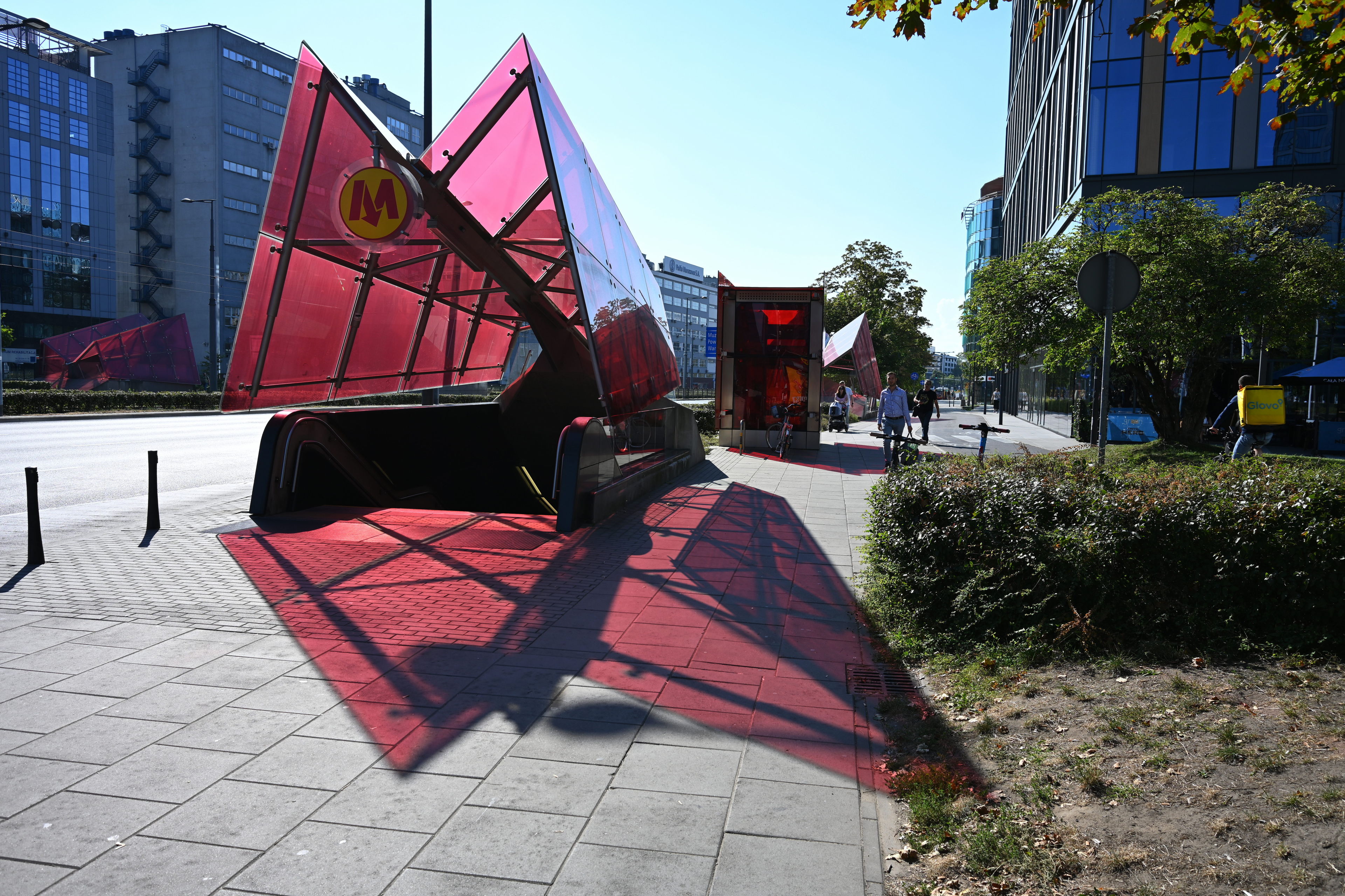 The entrance to a Warsaw Metro station