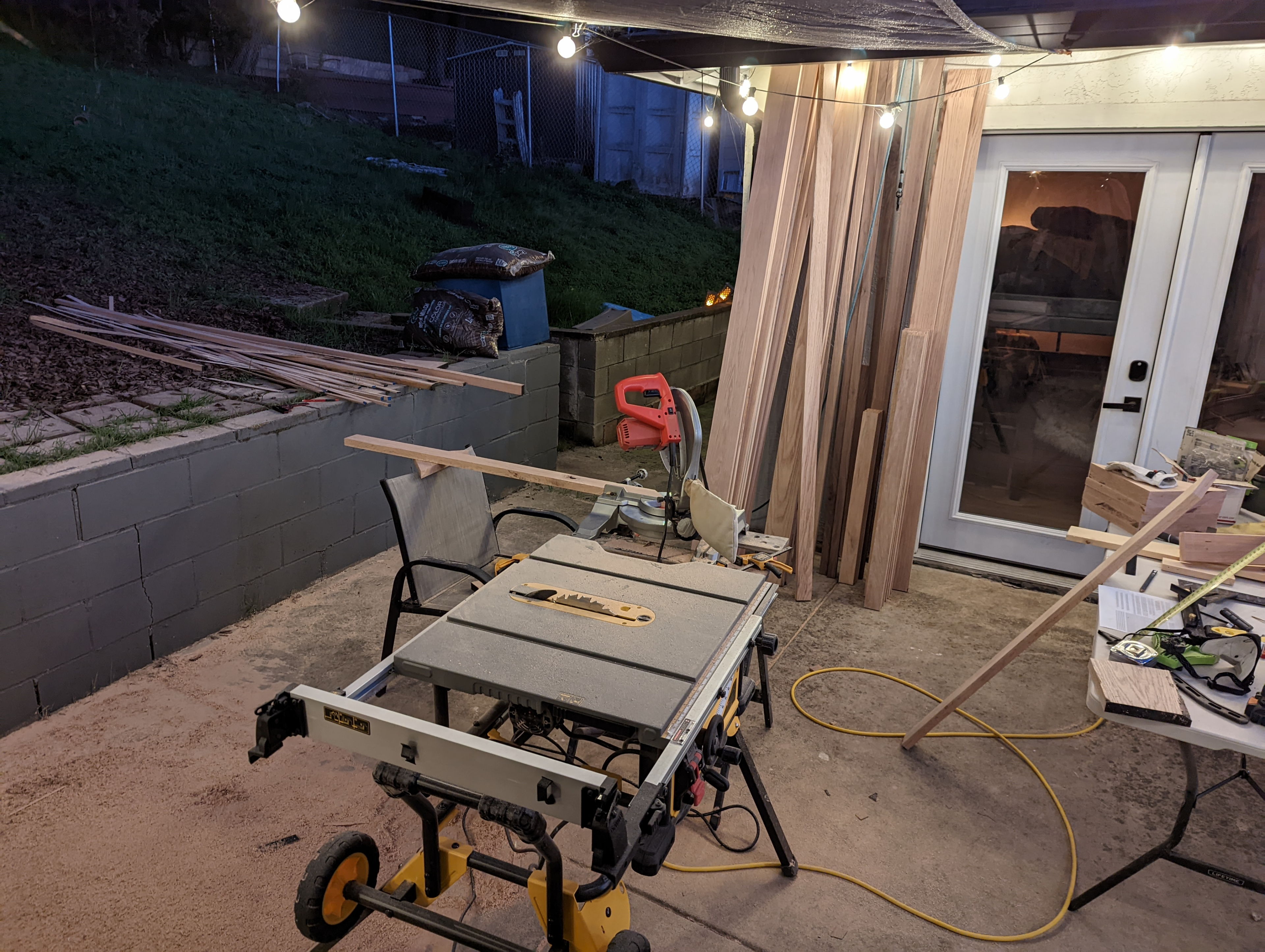 A few days later I began processing the lumber by ripping the pieces to width and length according to my plans. I hadnt't used a table saw in probably two decades, and it was also my first time using featherboards. I had a lot to figure out.