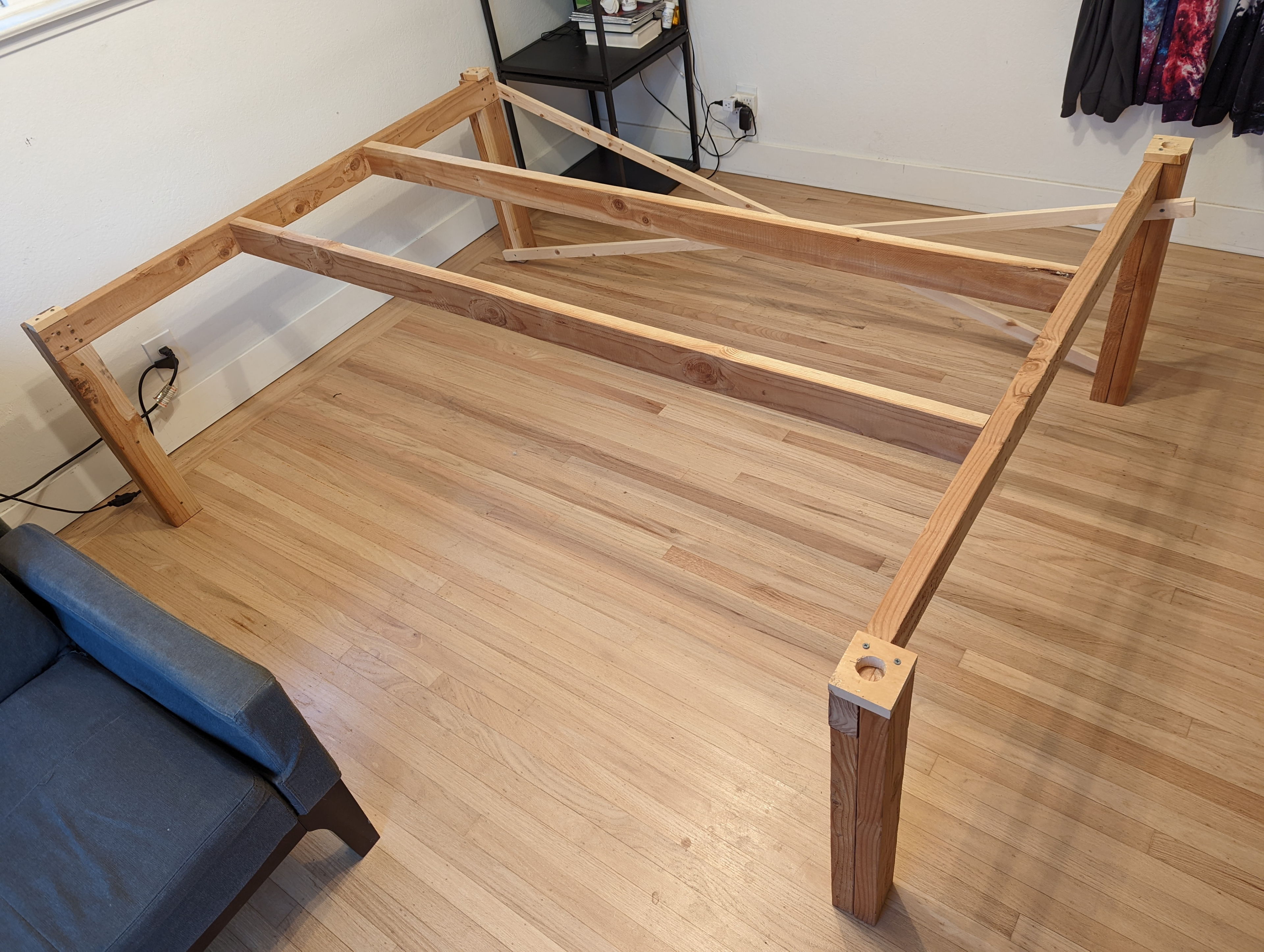 The temporary loft frame that served us well for almost six months.