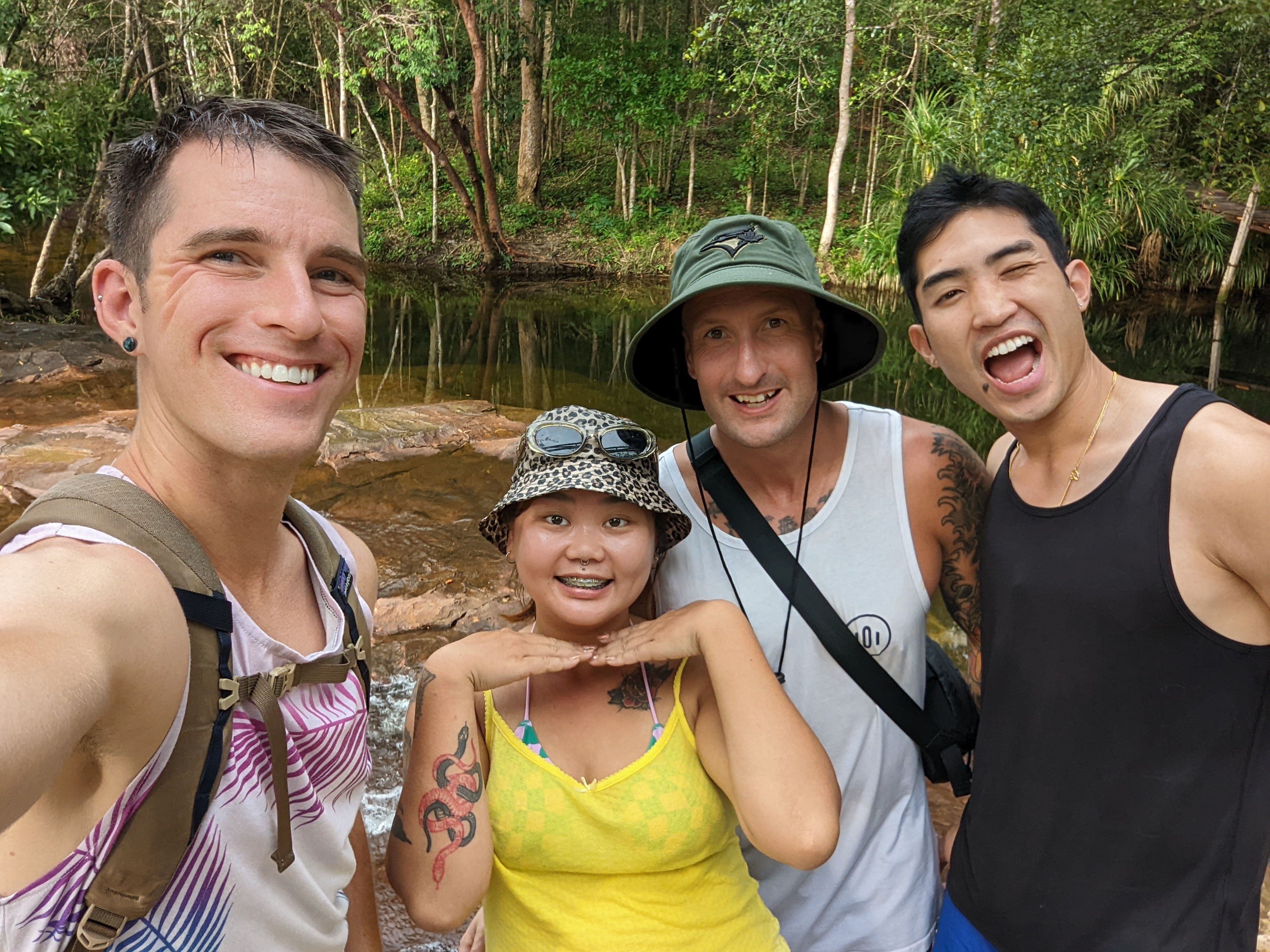 Exploring the river area Khu du lịch sinh thái (Suối Đá Bàn) in Phu Quoc, Vietnam.