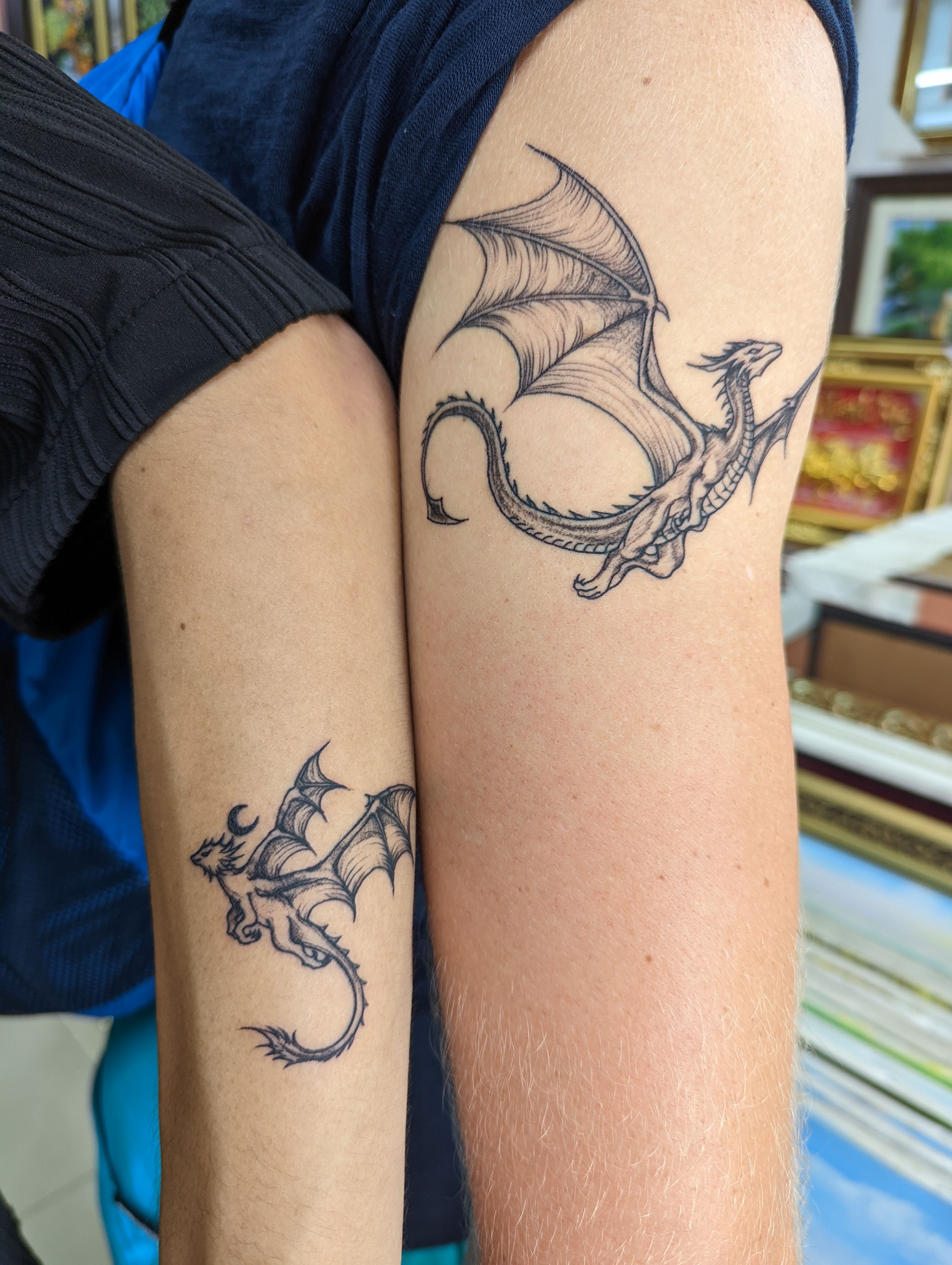 Matthew's and my tattoos, a almost two days later.