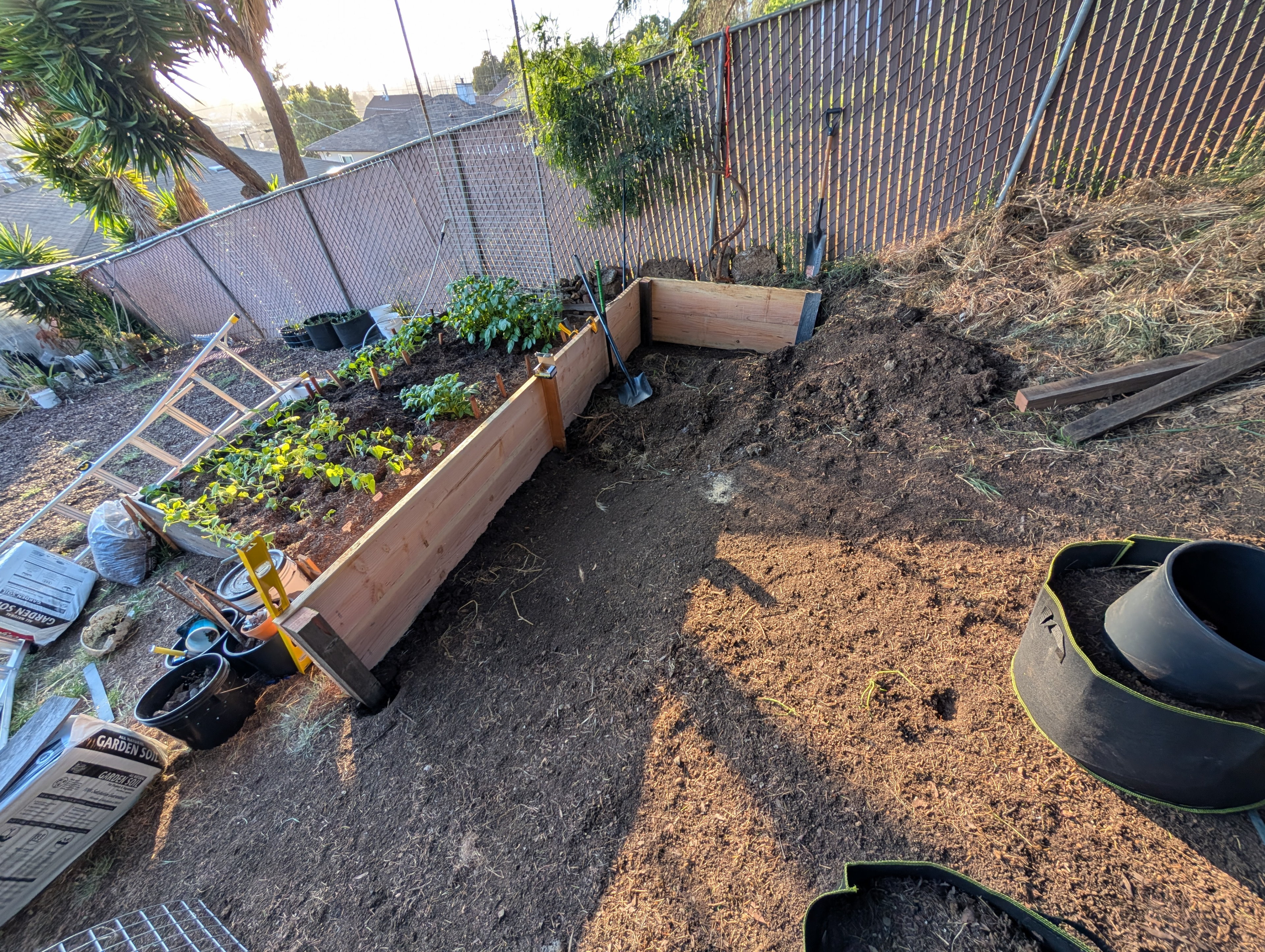 Second raised garden bed in progress.