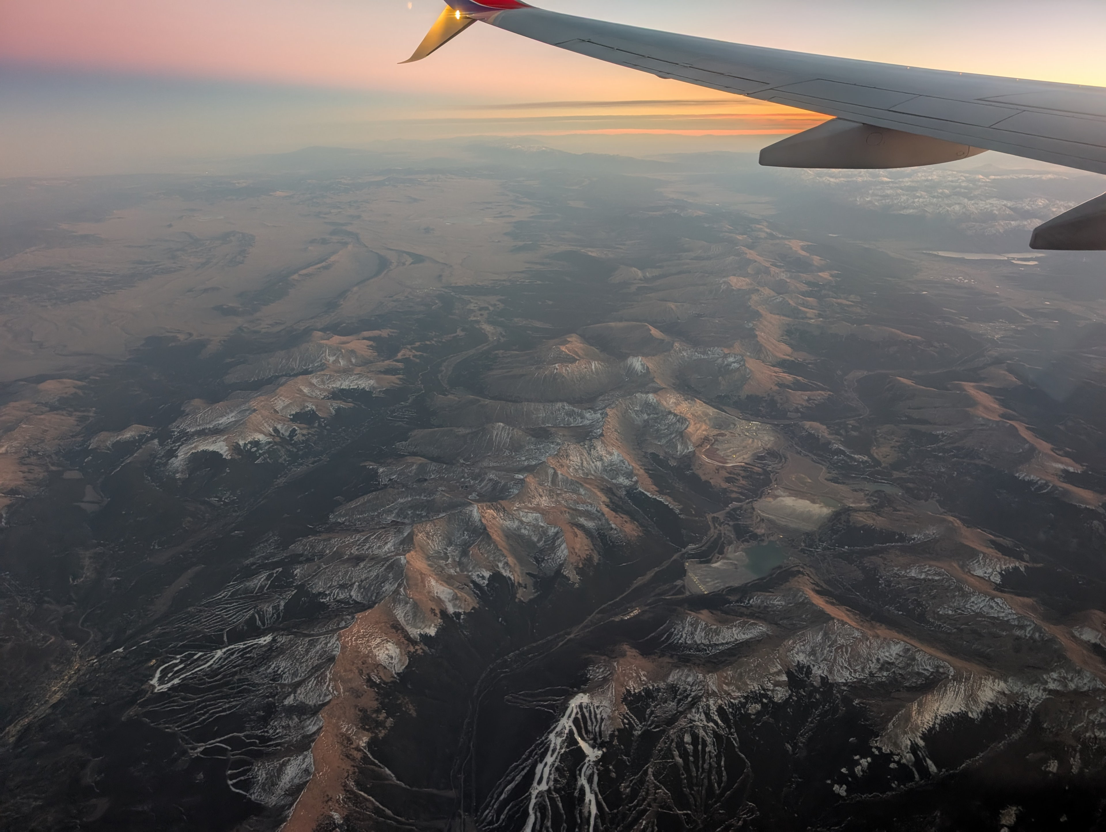 Flying over the Rocky Mountains back to the West Coast.