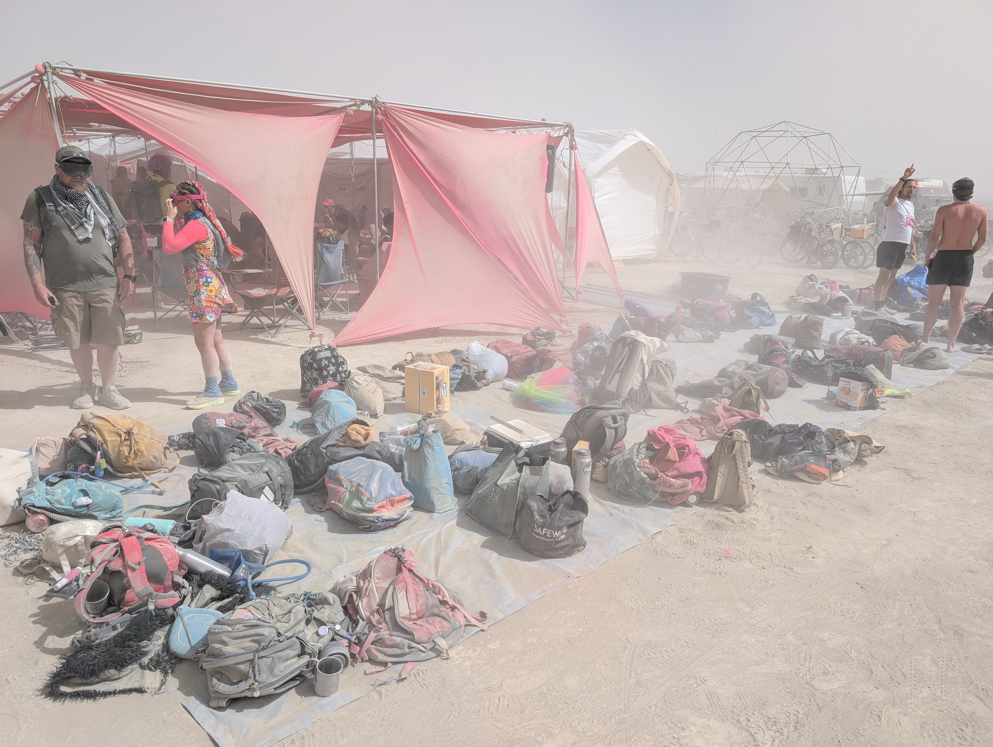 Bag drop for the Burning Man 50K. Don't mind a little dust!