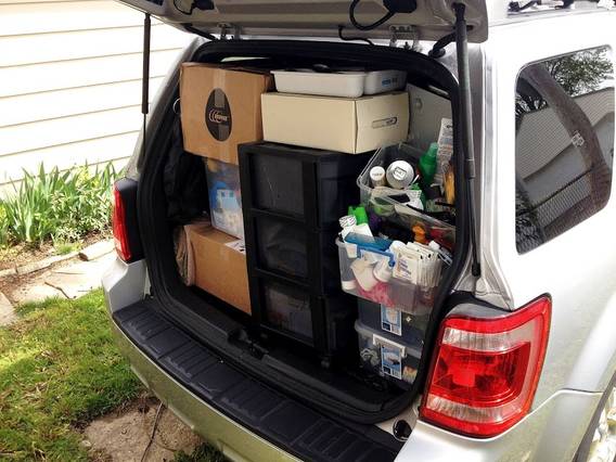 SUV packed for move to San Francisco